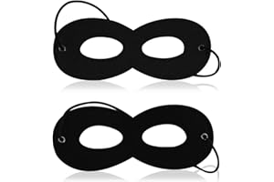 TUSERXLN 2 Pieces Masquerade Eye Mask, Halloween Ball Costume Mask, Black Felt Batman Superhero Robber Bandit Zorro Masquerade Mask, Dress Party Accessory World Book Week Day Masks Unisex Kids Elasticated Band