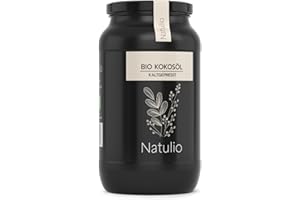‎NATULIO Natulio Bio Kokosöl – ideal zum Braten und Kochen – 100% reines natives Kokosöl kaltgepresst – hochwertiges Kokosfett Bio für Küche, Haut & Haar – Coconut Oil – Vegan, Ohne Zusätze - 950ml