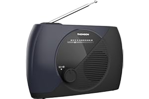 Thomson Radio Portable FM, Tuner Analogique, Secteur ou Piles - Poste Compact pour Écoute en Tous Lieux, Couleur Bleu/Noir - RT350