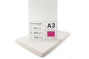 Netuno 20 fogli cartone assorbente crema formato A3 297 x 420 mm 1,0 mm 430g cartoncino rigido per sottobiccieri birra base torte cartone per album coperture rilegatura cartone beermat board cream