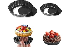 DIYXISK Lot de 2 Moules à Tarte, Moule Quiche Avec Revêtement Antiadhésif, Gateau, Délicieux Quiche, Plat a Diamètre 20cm et 10cm, pour Tarte Pizza Cheesecake