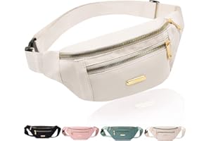 ALVILLER Fanny Pack Fashionable Waist Bag Casual Travel Bum Bag with 3 Zipper Pockets for Women Men Sports Running Hiking Jogging (Beige)
