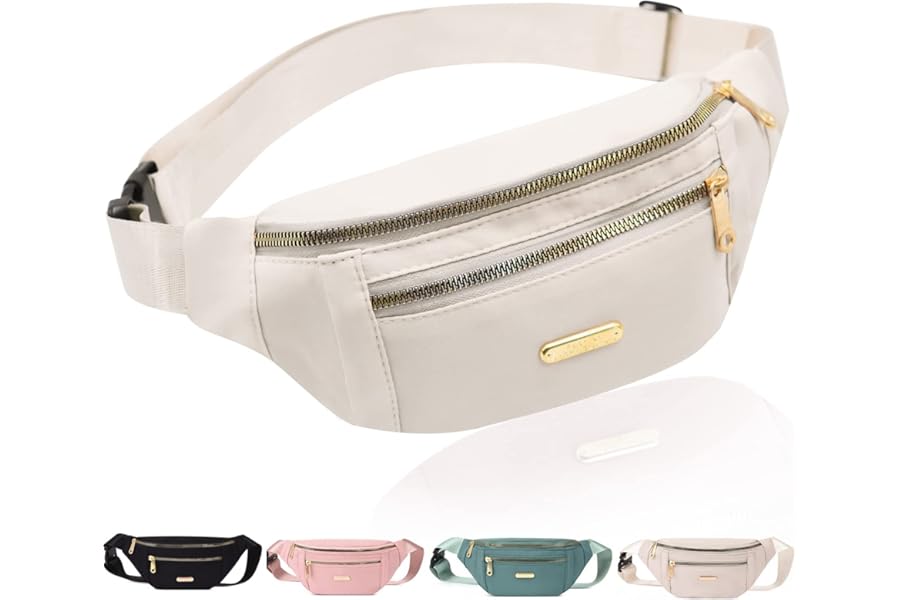 Fanny Pack Fashionable Waist Bag Casual Travel Bum Bag with 3 Zipper Pockets for Women Men Sports Running Hiking Jogging (Beige)