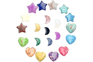 SNONESIY Edelsteine für Kinder 21 Stück Glücksstein Kindergeburtstag,Mutsteine für Kinder,Geeignet für Kindergeburtstage,DIY-Hochzeiten,Tischdekorationen,Einschließlich Sterne,Herzen,Mond