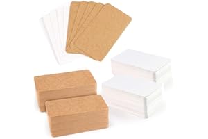 WANGVIPFEI 400 Stück Blanko Papier Karten, Leere Karten, 5x9 cm, 200g/m², für Dankeskarten, Geschenkanhänger, Bastelprojekte & Postkarten (200 weiß + 200 braun)