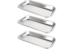 SPLENDR 3 Pcs Plateau de Laboratoire, Plateau En Acier Inoxydable, 201 Acier inoxydable Outil de Plateau, Utilisé Dans les Hôpitaux Dentaires, les Cliniques, les Hôpitaux, etc (Argent)