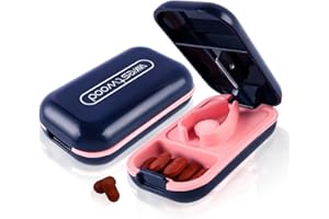 EclipseGuard Coupe-Comprimé, Séparateur de Comprimés, Coupe-Pilules avec Lame, pour Écraser Petits et Gros Cachets, pour Fendre Vos Pilules et Transporter vos Médicaments, Bleu Saphir