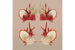 QUOHE 4 Piezas Clips de Pelo de Navidad, Horquillas para Pelo de Asta de Reno Hebillas Pelo Accesorios de Peinado de Ciervo, Marrón Pasadores Pinzas para Pelo Decorativas Navideña para Niños Niñas Mujeres