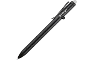 SMOOTHERPRO Bolígrafos borrables Bolígrafos retráctil Clip de bolsillo de acero inoxidable recargable para firma comercial Office School Color Negro (SAF150BK)