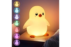 AQXONG Luz Nocturna de Pingüino para Niños, Luz Nocturna Infantil con Función de Temporizador, USB Recargable, Lámparas Infantiles de Silicona Adecuado para Sala de Estar, Sala de Niños, Dormitorio