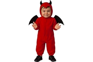 FIESTAS GUIRCA | Costume di Piccolo Demone Bebè e Bambini - Include Ali, Cappuccio e Tutù/Tuta - Costumi di Halloween, Diavoli e Demoni per Feste e Celebrazioni - Ideale per Bambini - Rosso e Nero
