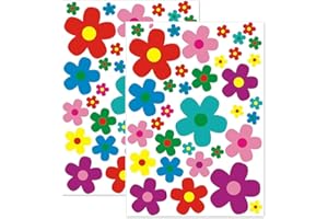 NOPKESV 2 Pièces Adhésifs Auto Hippie,Multi-Taille Décoratif Auto-adhésif Coloré Fleur Graffiti pour Chambre Garderie Fenêtre Maison Stickers Muraux Moto Vélo Décor,Parfait pour VW Bulli California