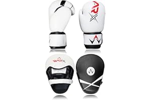 WARX Boxing Gloves and Pads set Focus Punch Mitts MMA Training Sparring Hook and Jab strike target with Punching Gloves