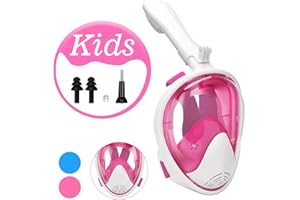 QKURT Upgraded Full Face Snorkel Mask, 180°Degree View Snorkeling Mask with Removable Action Camera Mount and Easy Use Design for Kids