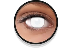 FXEYEZ Farbige Kontaktlinsen Halloween weiß DEAD ZOMBIE, 2 Stück (1 Paar), Ohne Sehstärke, leicht einzusetzende weiße Linsen, ACHTUNG: Nur 60% Sehvermögen - 2 x farbig weisse Kontaktlinse