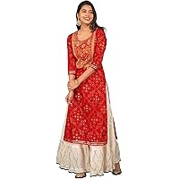 Rayon Straight Kurti with White Sharara Plazzo for Women & Girls Dress (XS)