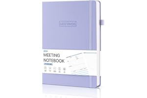WEMATE Pagine per riunioni di lavoro con azioni, cancelleria per ufficio per pianificatori di riunioni, diario a spirale, colore viola chiaro