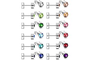HO2NLE Ohrstecker Medizinische Ohrringe Set 6mm Ohrschmuck Edelstahl Piercing Ohr 12 Paar Piercings für Damen Herren Empfindlicher Muskel