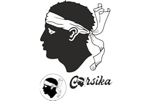 APROM Bandiera della Corsica + stemma Set di adesivi per biglietti, 160 x 230 mm, bandiera per auto