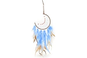 WisePoint Dream Catcher, Handmade Fairy Dreamcatcher with Colorful Feathers, Bohemian Feather Dreamcatcher Moon Dream Catchers Hanging Wall Decor for Living Room, Bedroom