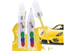 Penriter 2 Piezas Reparador Arañazos Coche Amarillo 24ML, 2 In 1 Bolígrafo de Reparación Arañazos Coche, Quita Arañazos Coche, Pluma de Retoque del Coche Rotulador De Reparación De Arañazos
