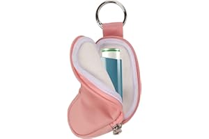 Beautyflier Asthma Inhaler Holder PU Leather Travel Handy Holder for Adults and Kids, Inhaler Not Included (Pink)