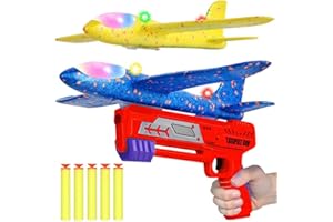 HATFRYF Airplane Launcher Toys, Foam Throwing Glider Plane with Catapult Gun, Indoor Outdoor Shooting Game for Kids Boys Girls 3+, Outdoor Flying Toys Birthday Gifts for3-12 Year Old Boys Girls (Red)