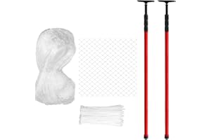 Eruaolytic Katzennetz Balkon 4×3 m mit Teleskopstangen 120–300 cm – Klemm-Spannstangen ohne Bohren, sicherer Katzenschutz für Balkon & Terrasse