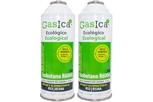 Ralertreik Gasica D2 Pack Ahorro (2 Botellas x226Gr) Gas Refrigerante Orgánico Ecológico Sustituto de R12, R134A valido para recargas en vehículos Nevera Congeladores