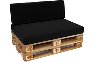 POKAR Palettenkissen Wasserabweisend Palettenauflagen mit abnehmbarem Bezug Palettenmöbel Palettensofa 2er Set: Sitzkissen 120x80 + Rückenlehne 120x40, Schwarz