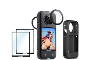 Rszfnjxry X3 Zubehör Kit für Insta360 X3,Objektivschutz selbstklebend und Silikon Kamera Case Cover und Displayschutz