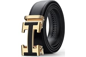 Oyifan Black Leather Belts for Men, Auto Sliding Ratchet Belts Dress Casual BeltsComfort Click Belts