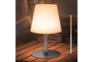 light to hope 2 Lampara de Mesa Exterior Recargable, Portatil LED Lampara Camping con Mando a Distancia, Regulable 8 Colores y Blanco Cálido, Lámpara Inalámbrica Para Jardín, Patio, Balcón