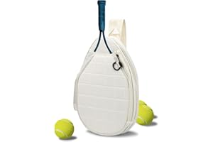 Ausla Tennis Racket Bag, Pickleball Sling Bag Adjustable Crossbody Bags Badminton Shoulder Outdoor Sport Bags with Pockets for Racketball Women Men White