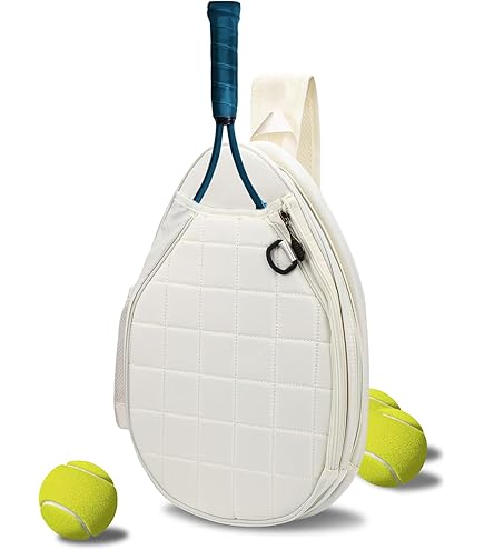 Rejolly New Tennis Racket Sling Bag For Women Men Quilted Water Resistant Racquet Cover One Shoulder Crossbody Bags For Pickleball Paddles, Badminton Racquet Black - View #2