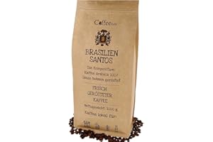 Coffeenes Kawa Ziarnista Arabica Brazylia Santos 1kg – Świeżo Palona | 100% Arabica z Nutami Czekolady, Orzechów i Karmelu | Kawa o Niskiej Kwasowości i Aksamitnej Teksturze