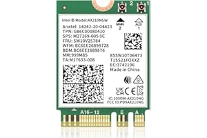 SYONCON AX210 Carte WiFi 6 PC Portable avec Bluetooth 5.3, AX210NGW Carte WiFi 6E M2 Carte Soutien Windows 10/11 (64bit) M.2/NGFF