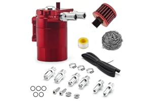 BONJUME Récupérateur Huile Moteur, 350ML Universel Oil Catch Can Récupération Des Vapeurs D'huile Alliage D'aluminium Des Accessoires Auto Moteur Réservoir De Stockage D'huile Avec Tuyau De Filtre à Air