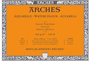 Arches - Watercolour Paper Block - 7" x 10" - 20 Sheets - 300gsm - Rough - Acid Free - White