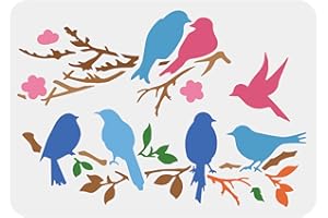 FINGERINSPIRE Pochoir Branches D'Arbres Love Birds 29,7 X 21 cm Pochoirs Réutilisables Oiseaux sur Branche Pochoir Oiseau Animal pour Peinture sur Mur, Bois, Meubles, Tissu et Papier