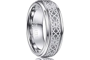 VAKKI 8mm Celtic Knot Tungsten Carbide Ring Matte Center Polished Step Edges Wedding Band Size L 1/2-Z+3
