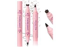 Noerrors 2 x Freckle Stamp Pen for Naturally Lifelike Freckles 2 in 1 Freckle Stamp Eyeliner and Soft Dot Dot Pen Waterproof Long-Lasting Makeup #Light Brown