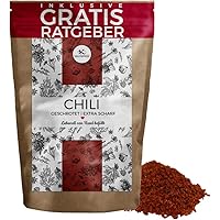 Chili Chilischoten geschrotet 250g EXTRA SCHARF | getrocknete hot Chillis mit Kernen inkl. gratis Ratgeber…