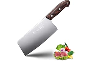SHI BA ZI ZUO Coltello da chef cinese Coltello per verdure da 6,7 pollici Kinfe per affettatrice in acciaio inossidabile con manico ergonomico in legno di Pakka (Argento)