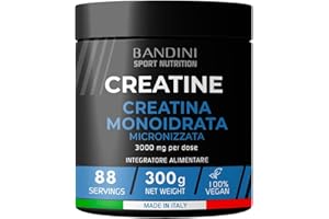 Bandini® Creatina Monoidrata in Polvere Pura al 100% - Integratore per Allenamento, Sport, Palestra e Pre Workout - Include Dosatore - 100% Vegan - A base di Creatine Monoidrato