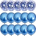 Vicor Blue Balloons,Metallic Blue Balloons,12 inch Blue Confetti Balloons for Birthday (15pcs Blue)