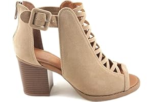 UMore Botin de Mujer campero de Tacon Alto con Lateral Abierto y Corte Calado Primavera Verano