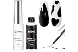 ‎INPING INPING Gel Liner Nail Art, 2 Stück Schwarz & Weiß UV Nagellack Liner, Soak-Off Painting Gelnägel für Nägel Swirl Drawing Lines French Maniküre Home DIY Nail Art Design, Langlebige