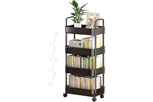 Zceplem Carrello Portaoggetti, Carrello Portaoggetti A 3/4 Livelli, Scaffale Su Ruote, Carrello Portaoggetti Da Cucina, Scaffale Portaoggetti Per Camera Da Letto, Bagno, Ufficio