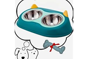 JANDTEK Gamelle Chat surélevée - Mangeoirs et abreuvoirs pour Chats - Gamelle Anti vomissements inclinée à 15º - Gamelle Chien Anti-voracité - Double gamelle Chat Gamelle Chat surélevée (Verde)